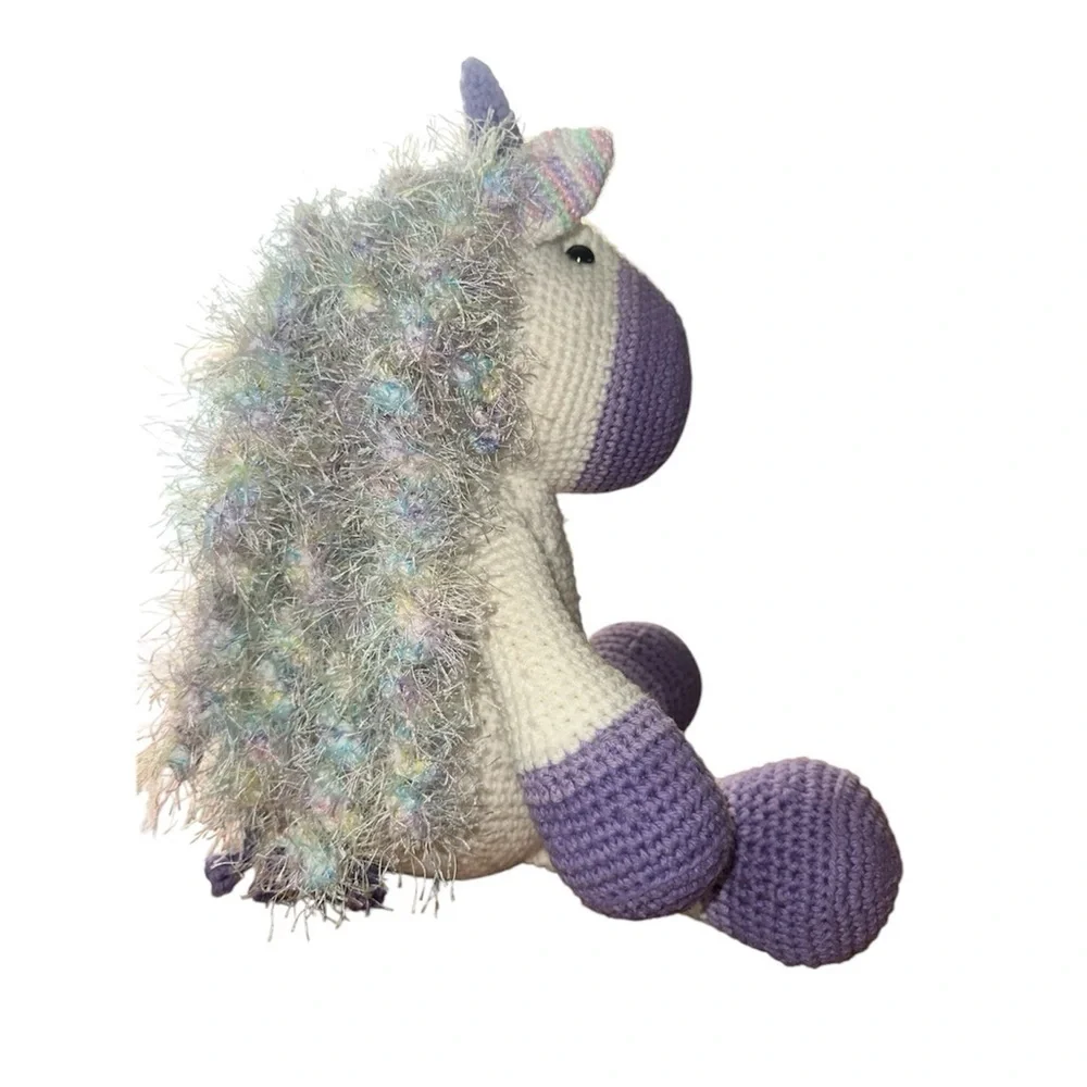 Unicorn hand crochet plush handmade 18” beautiful dreadlocks new